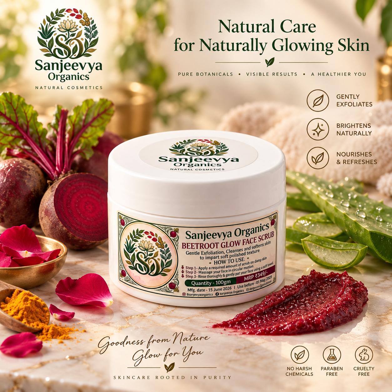 Beetroot Glow Face Scrub for Radiant Skin