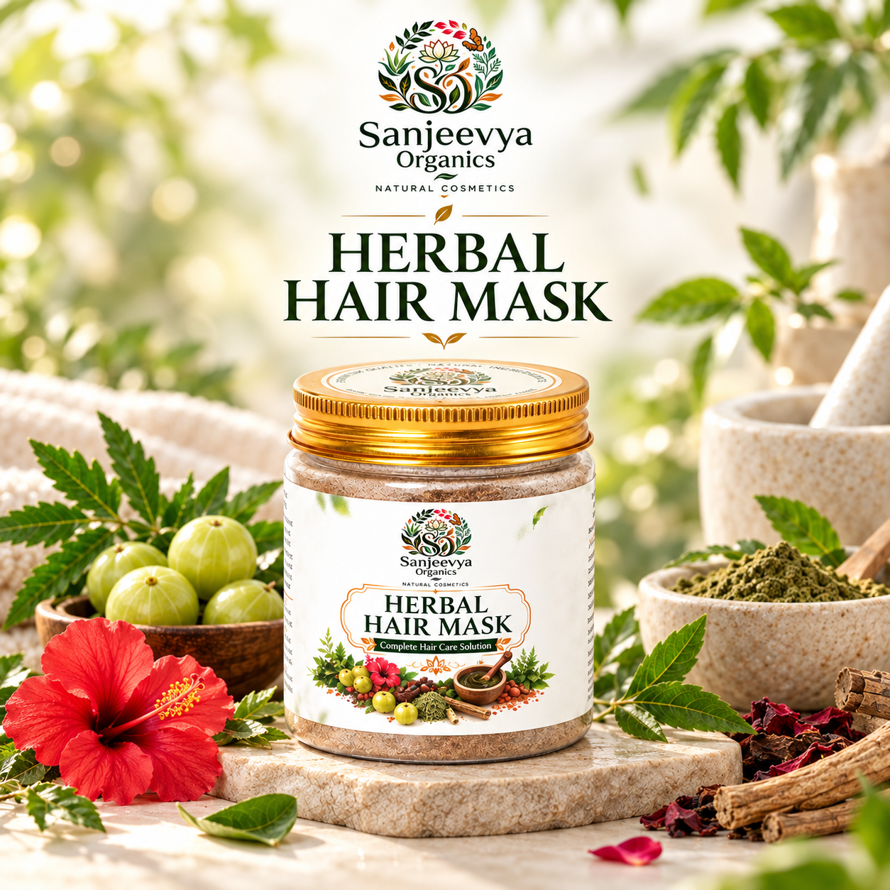 Herbal Hair Mask for Hair Fall, Frizz & Damaged Hair