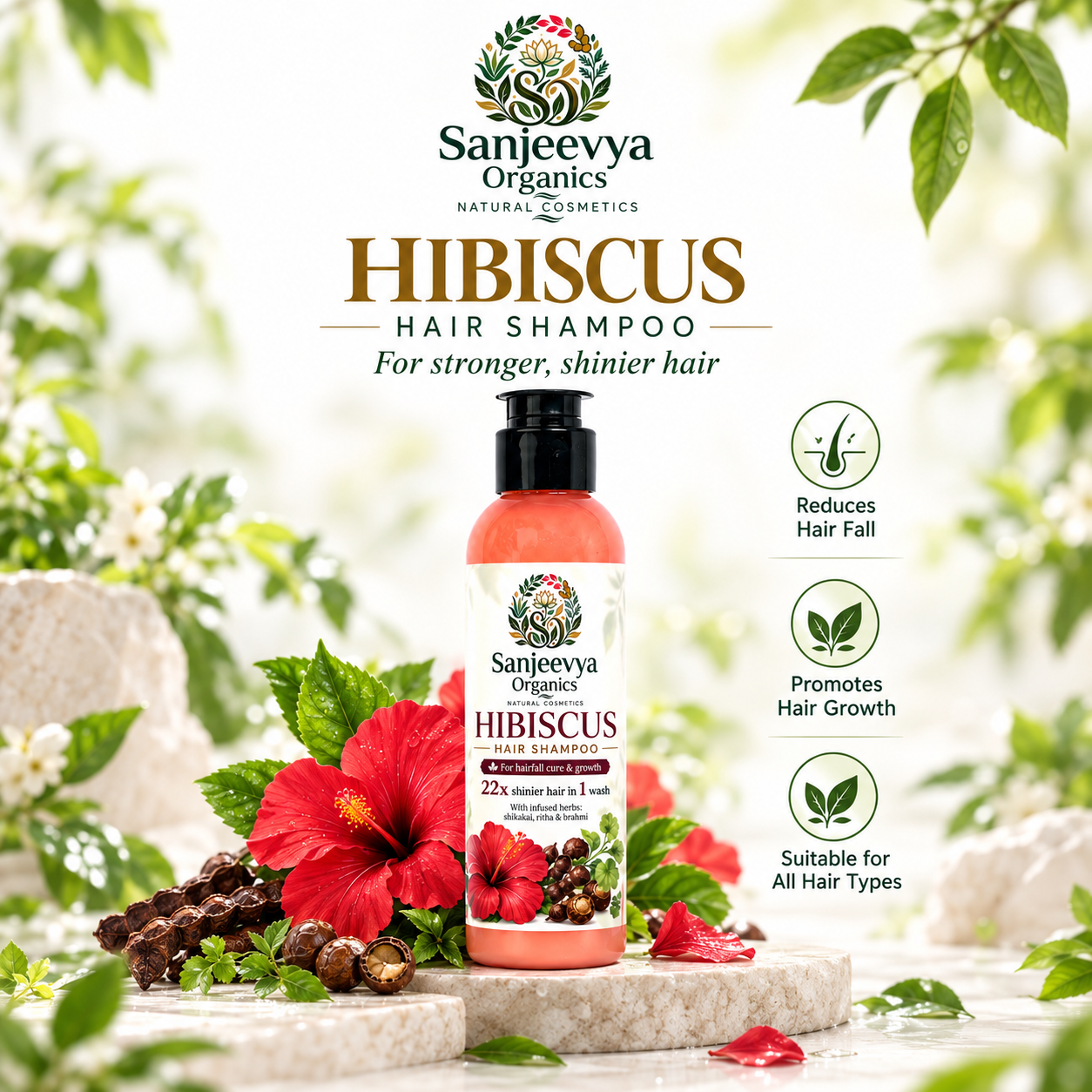 Hibiscus Hair Shampoo for Stronger & Shinier Hair