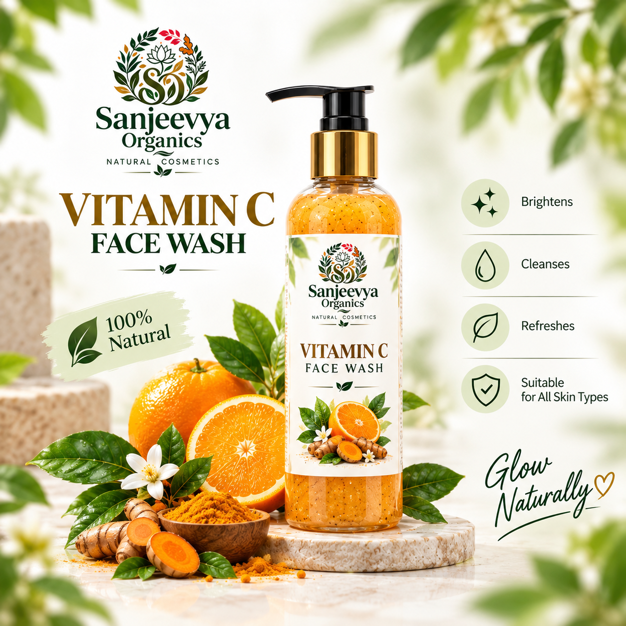Natural Vitamin C Face Wash for Bright & Fresh Skin