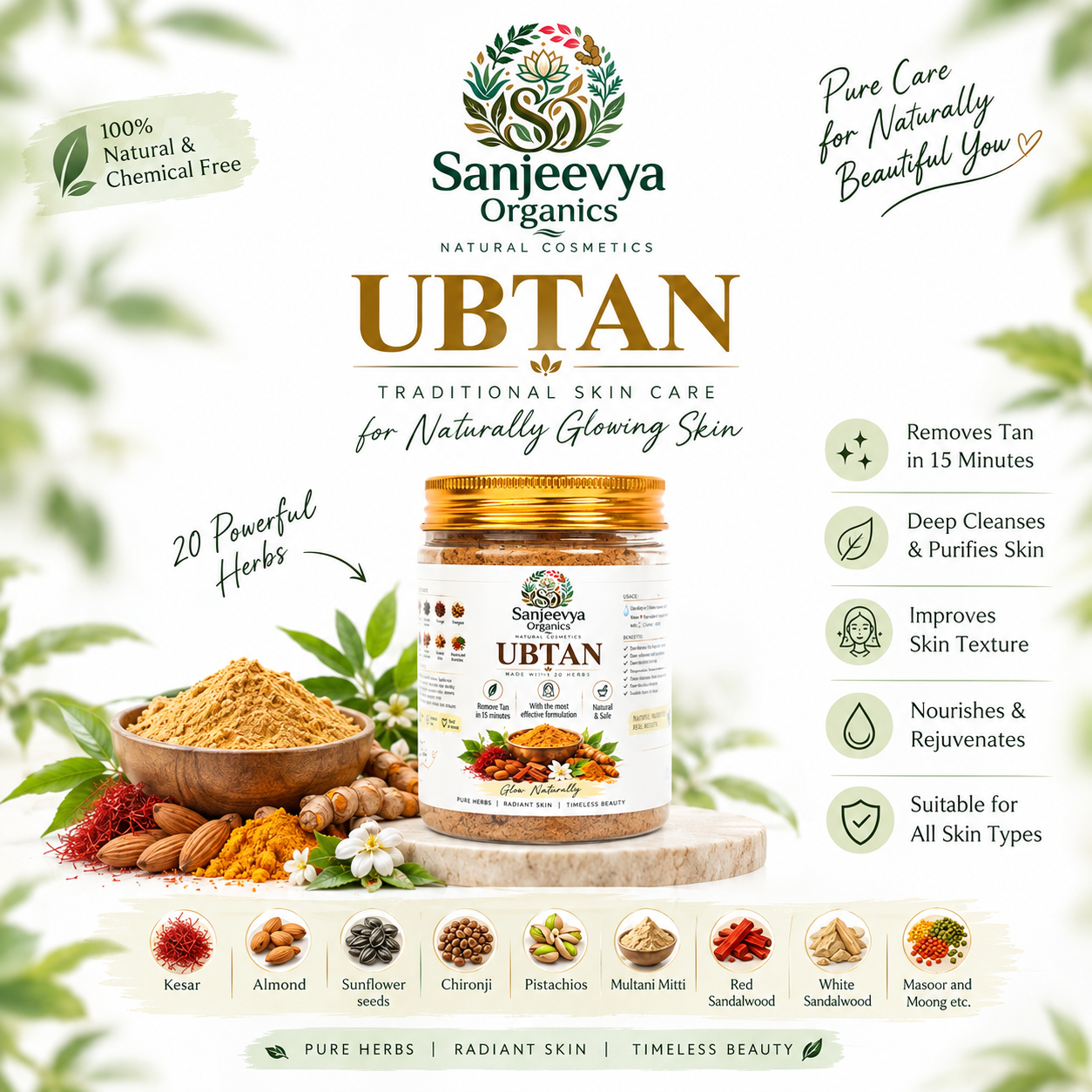 Herbal Ubtan for Glowing & Radiant Skin | Sanjeevya Organics