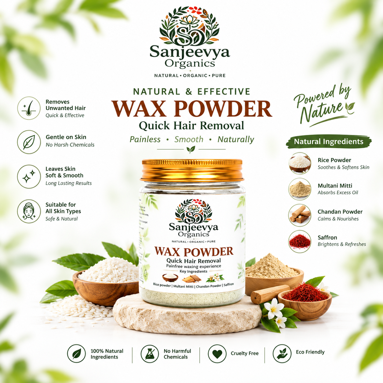 Natural Wax Powder for Quick Hair Removal | Sanjeevya Organics