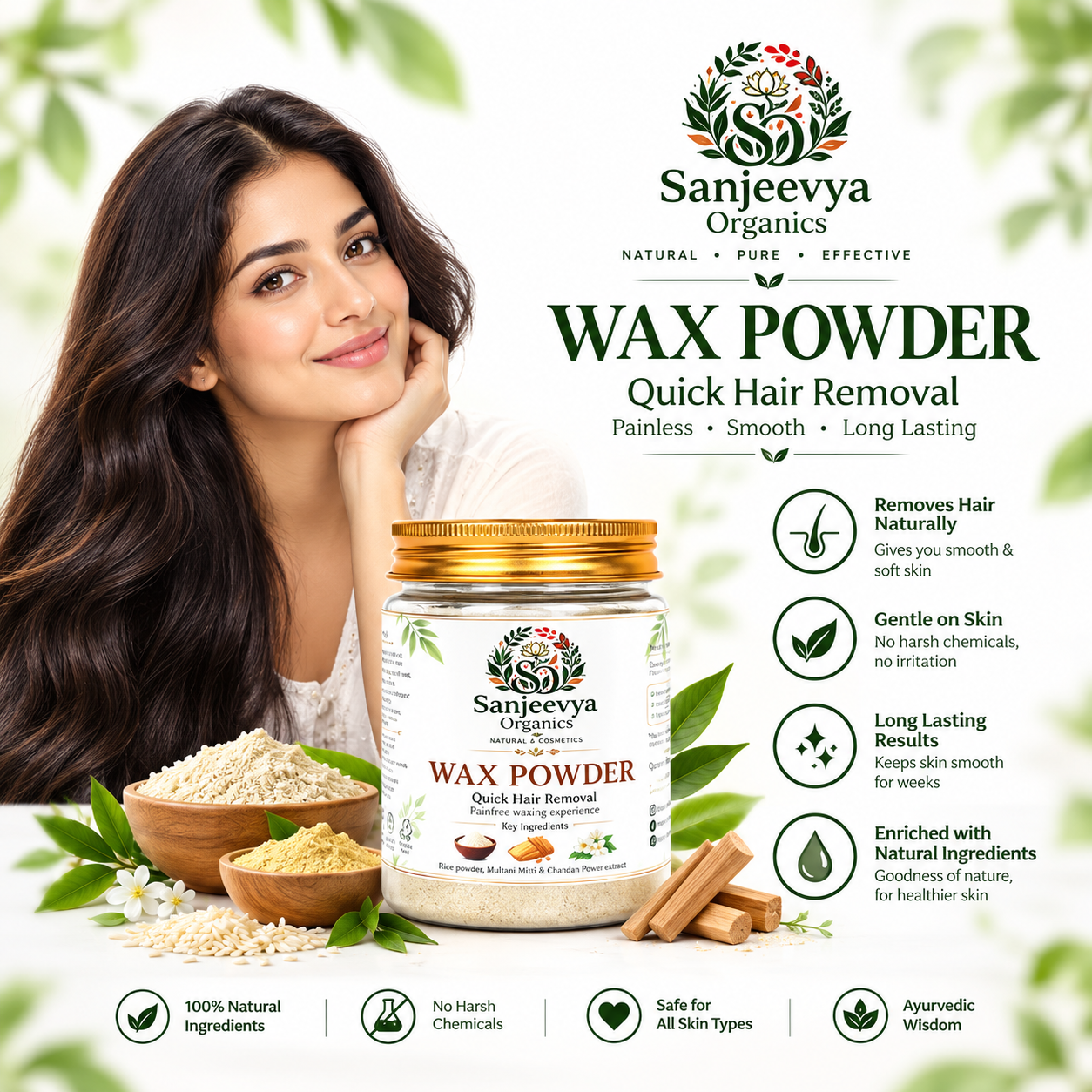 Natural Wax Powder for Quick Hair Removal | Sanjeevya Organics