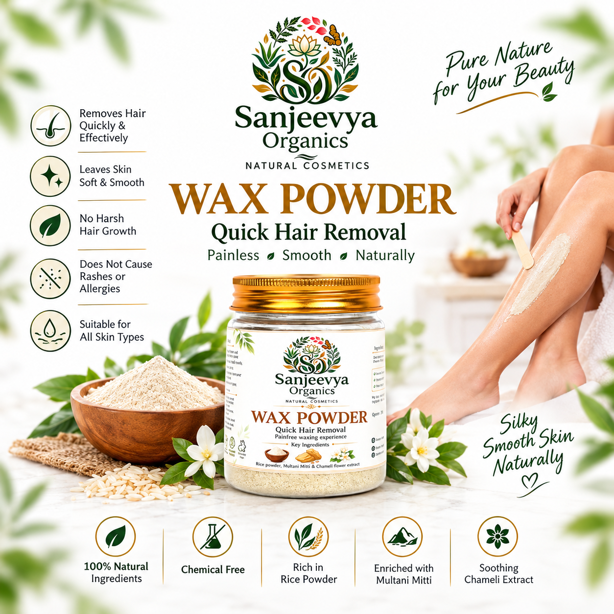 Natural Wax Powder for Quick Hair Removal | Sanjeevya Organics