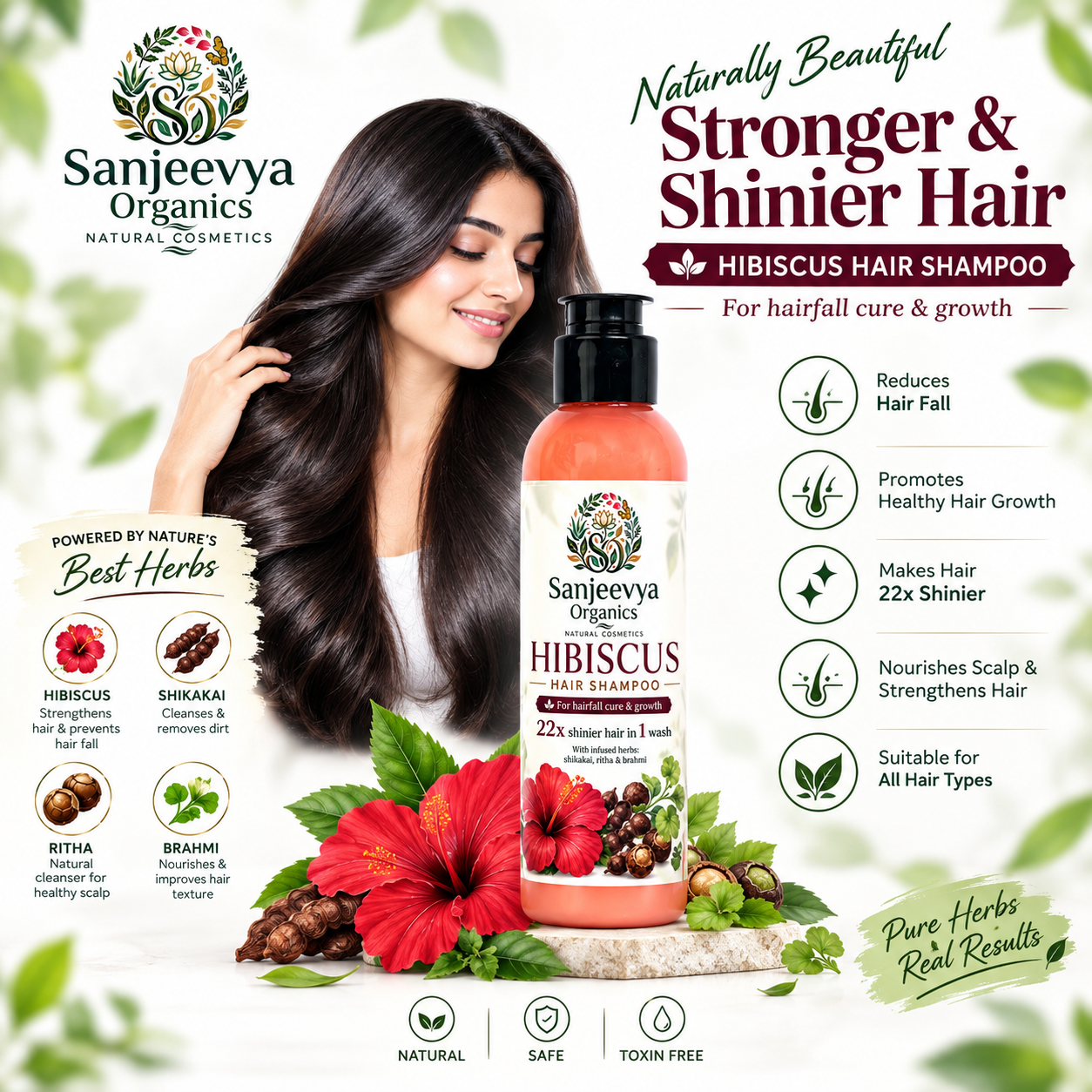 Hibiscus Hair Shampoo for Stronger & Shinier Hair | Sanjeevya Organics