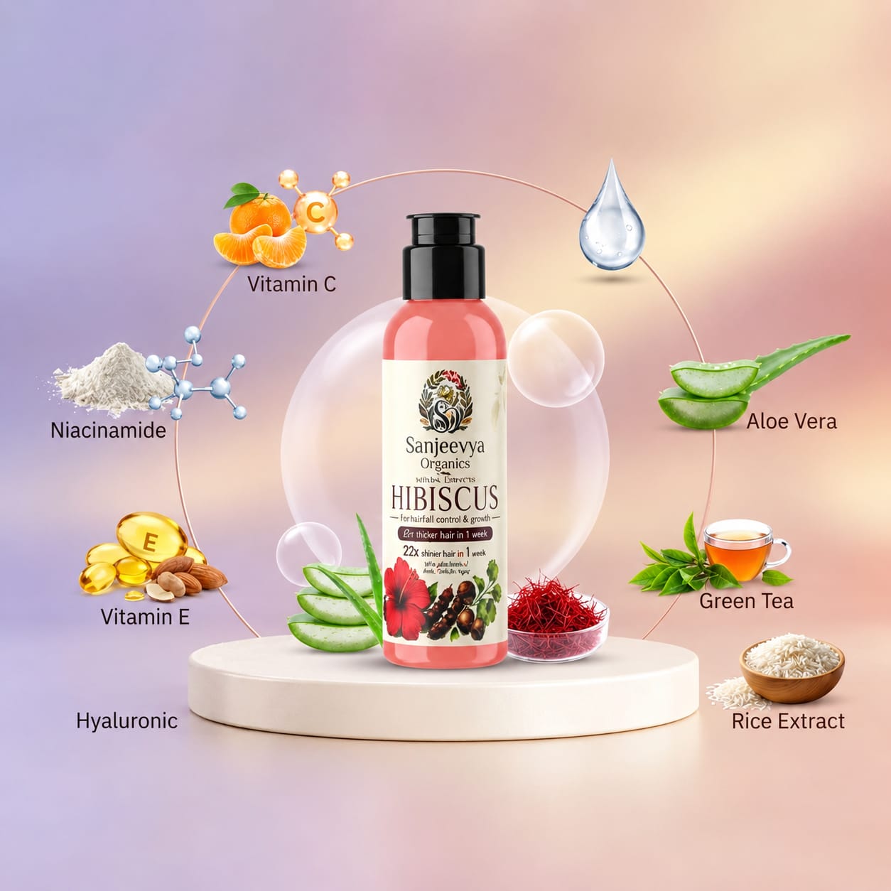 Hibiscus Hair Shampoo for Hair Fall & Shine – Sanjeevya Organics